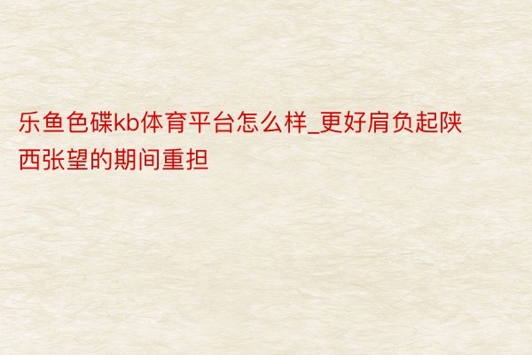 乐鱼色碟kb体育平台怎么样_更好肩负起陕西张望的期间重担