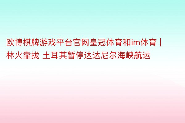 欧博棋牌游戏平台官网皇冠体育和im体育 | 林火靠拢 土耳其暂停达达尼尔海峡航运
