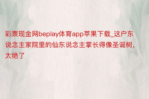 彩票现金网beplay体育app苹果下载_这户东说念主家院里的仙东说念主掌长得像圣诞树，太绝了