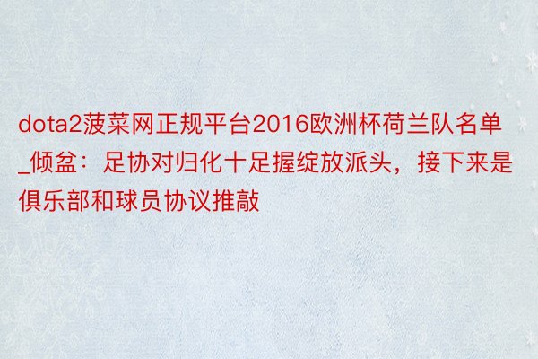 dota2菠菜网正规平台2016欧洲杯荷兰队名单_倾盆：足协对归化十足握绽放派头，接下来是俱乐部和球员协议推敲